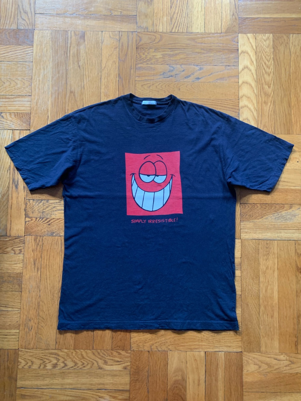 Vintage Marks & Spencer Navy Tee with Red Smiley Graphic